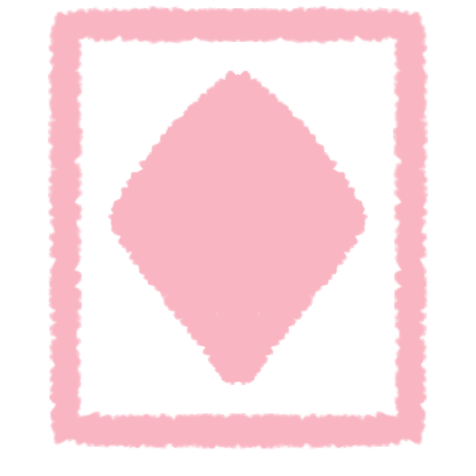 a light pink diamond on a white card with a light pink border